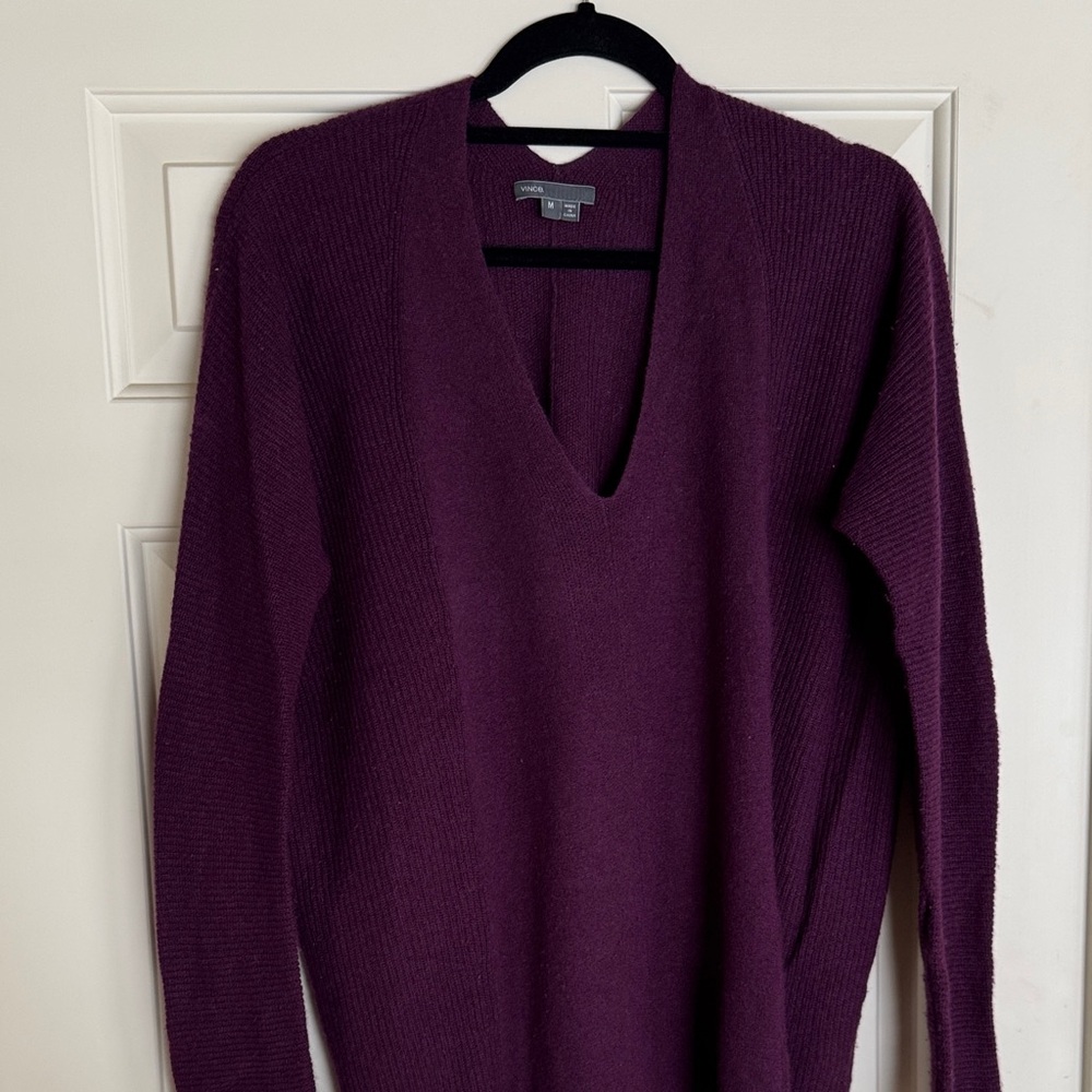 Vince Deep Purple V-Neck Sweater